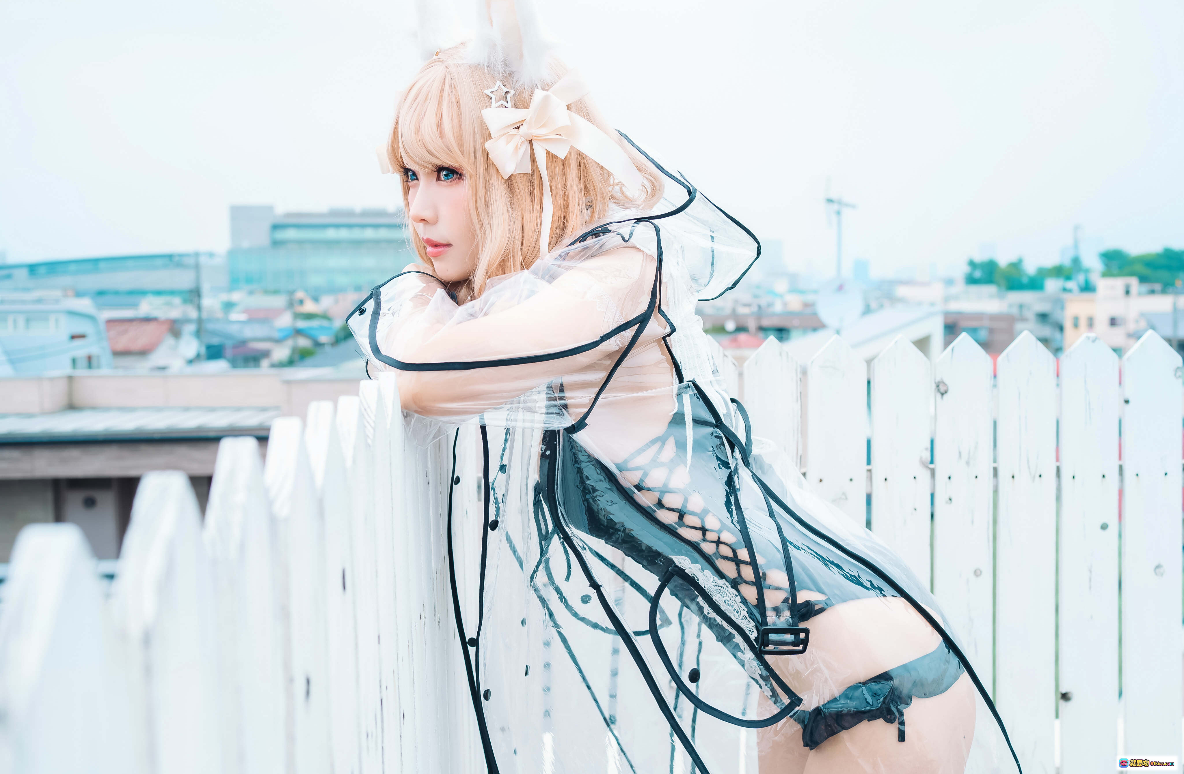 图片[8] - ElyEE子 NO.083 Fluffy Summer 黑色泳装COS写真 兔耳少女蕾丝绑带性感造型 室内复古风摄影 60P高清图集 - 就要吻