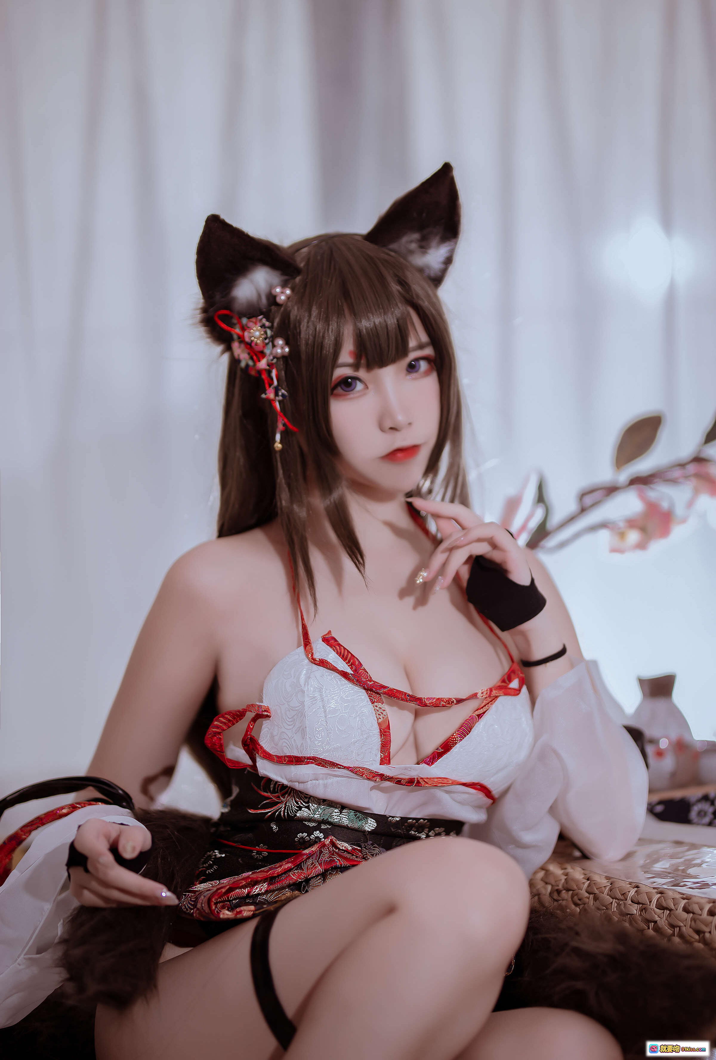 图片[10] - 二佐Nisa NO.115 碧蓝航线 天城泳装 Cosplay 狐耳尾 白红系 和风写真 20P 高清美图 - 就要吻