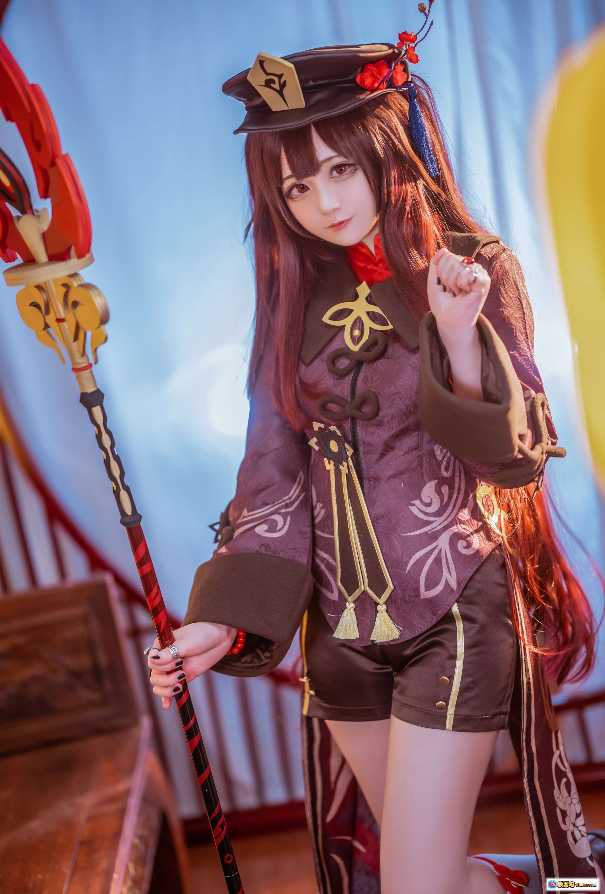 图片[3] - 萌妹Sayako NO.006 原神胡桃COS写真 62P 白丝红边 精致妆容 古风场景 萌系少女 二次元美图 - 就要吻