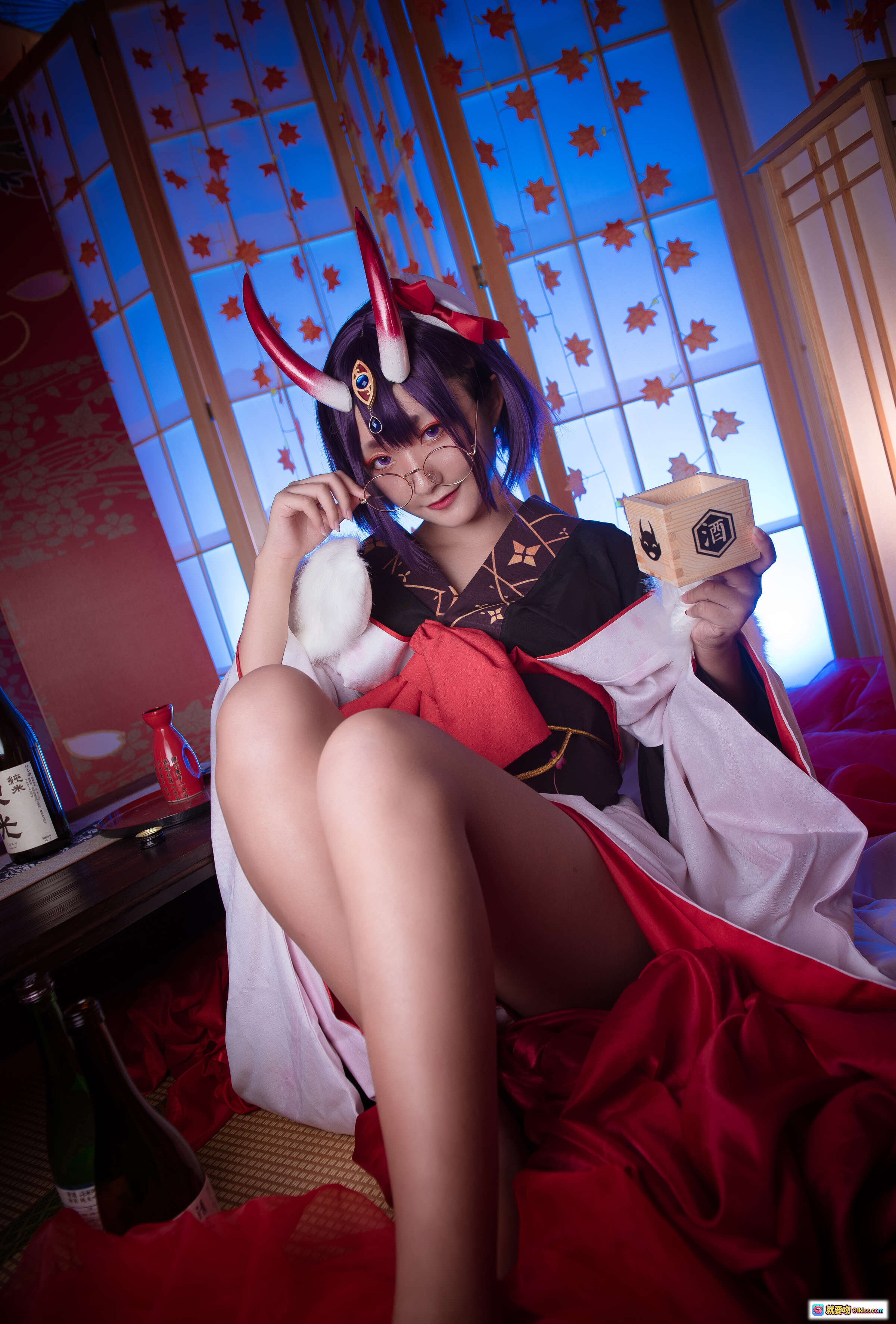 图片[7] - Roroki骷髅姫酒吞童子Cosplay写真 2套和风造型 日式屏风花瓶场景 美腿持酒瓶 32P高清图集 - 就要吻