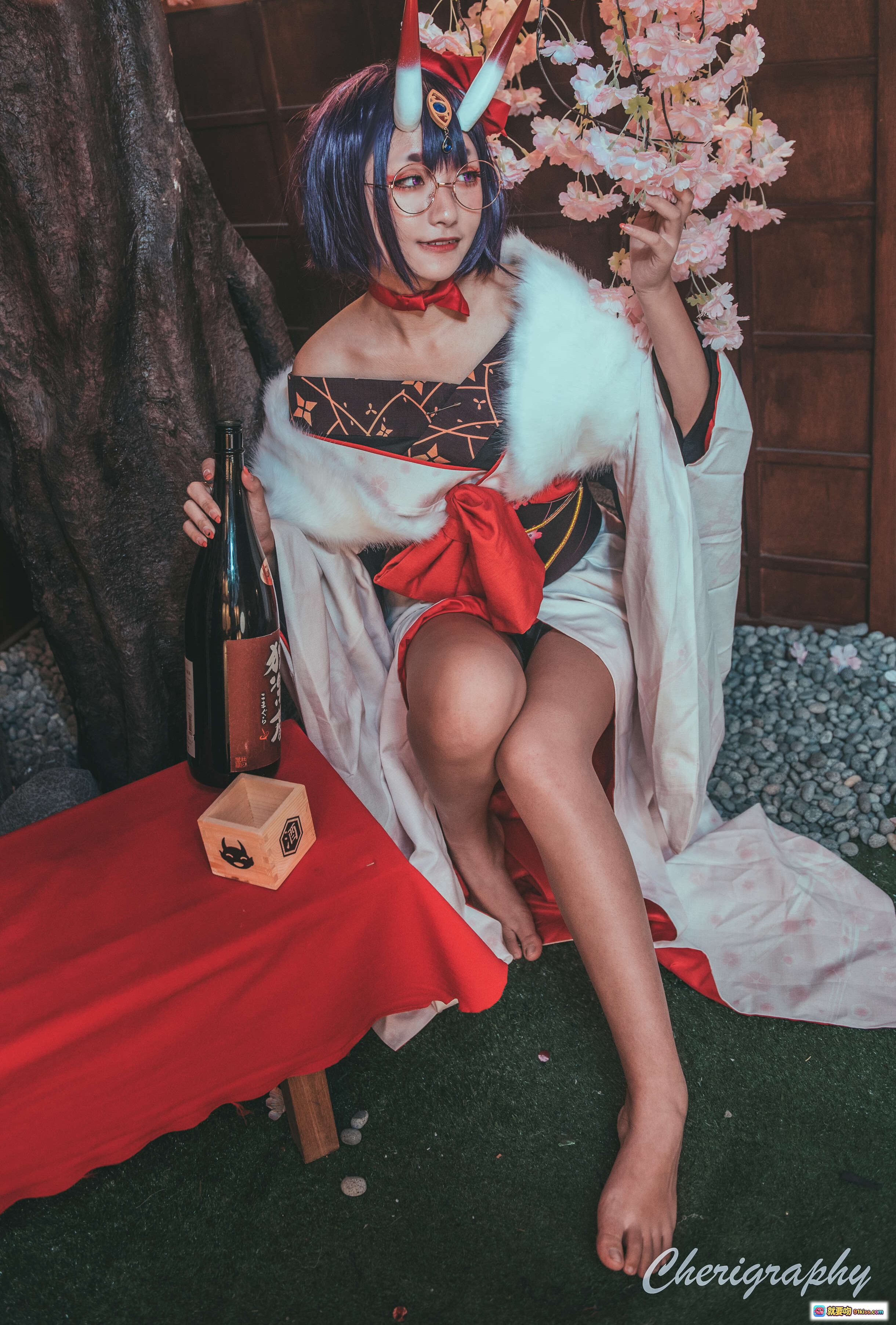 图片[4] - Roroki骷髅姫酒吞童子Cosplay写真 2套和风造型 日式屏风花瓶场景 美腿持酒瓶 32P高清图集 - 就要吻