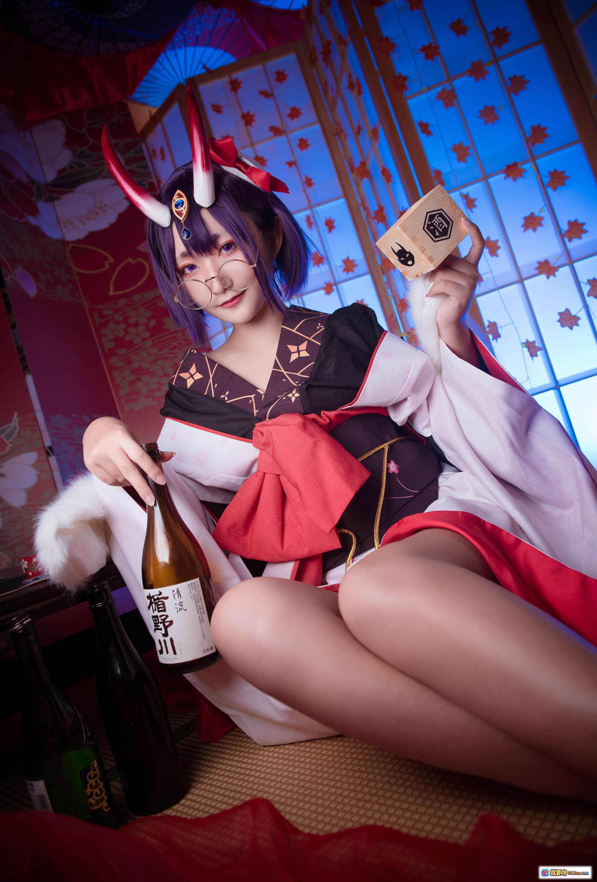 图片[8] - Roroki骷髅姫酒吞童子Cosplay写真 2套和风造型 日式屏风花瓶场景 美腿持酒瓶 32P高清图集 - 就要吻