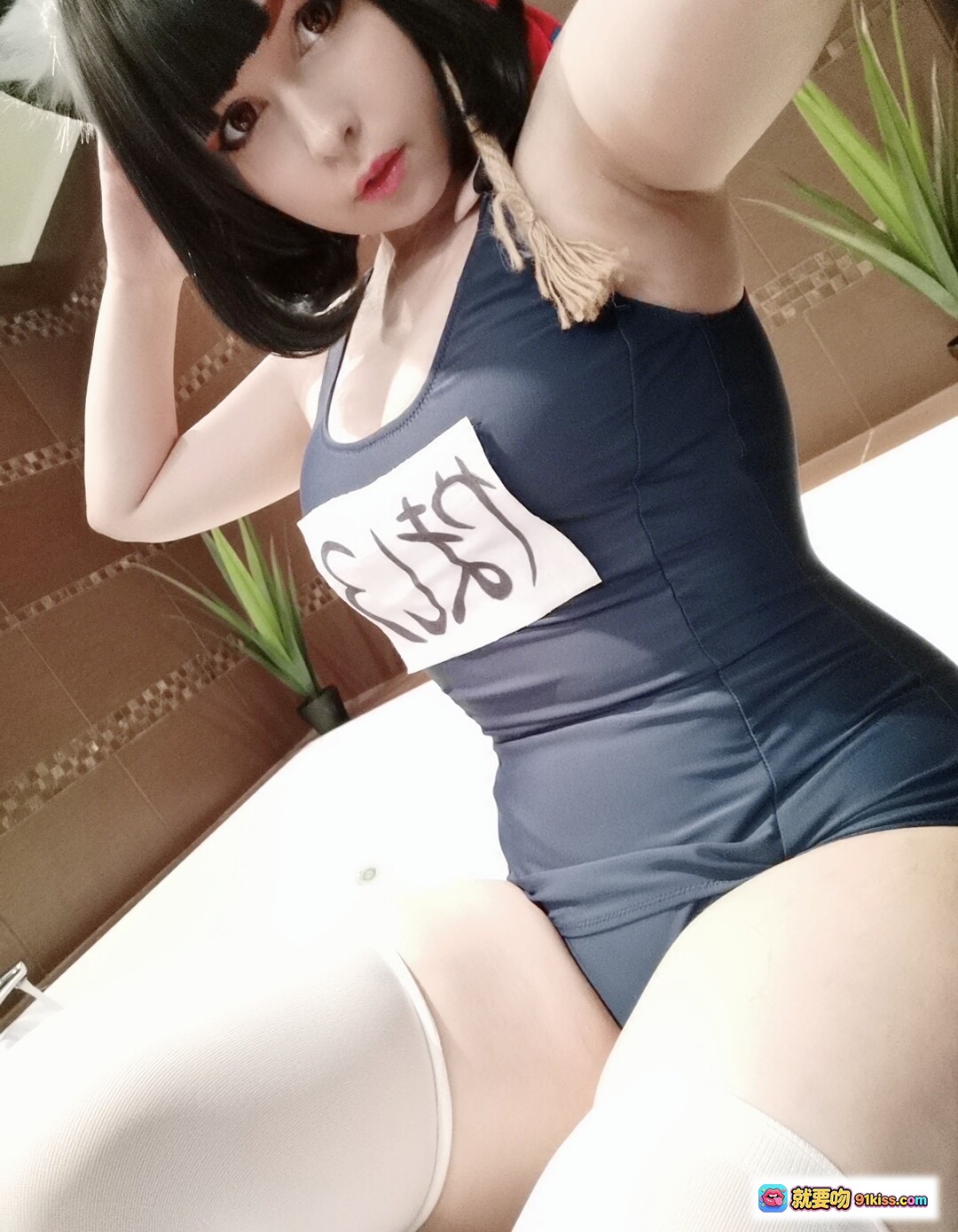 图片[3] - Yoshinobi NO.031 Yamashiro Cosplay写真｜猫耳泳装+过膝袜｜镜前自拍美图64P - 就要吻