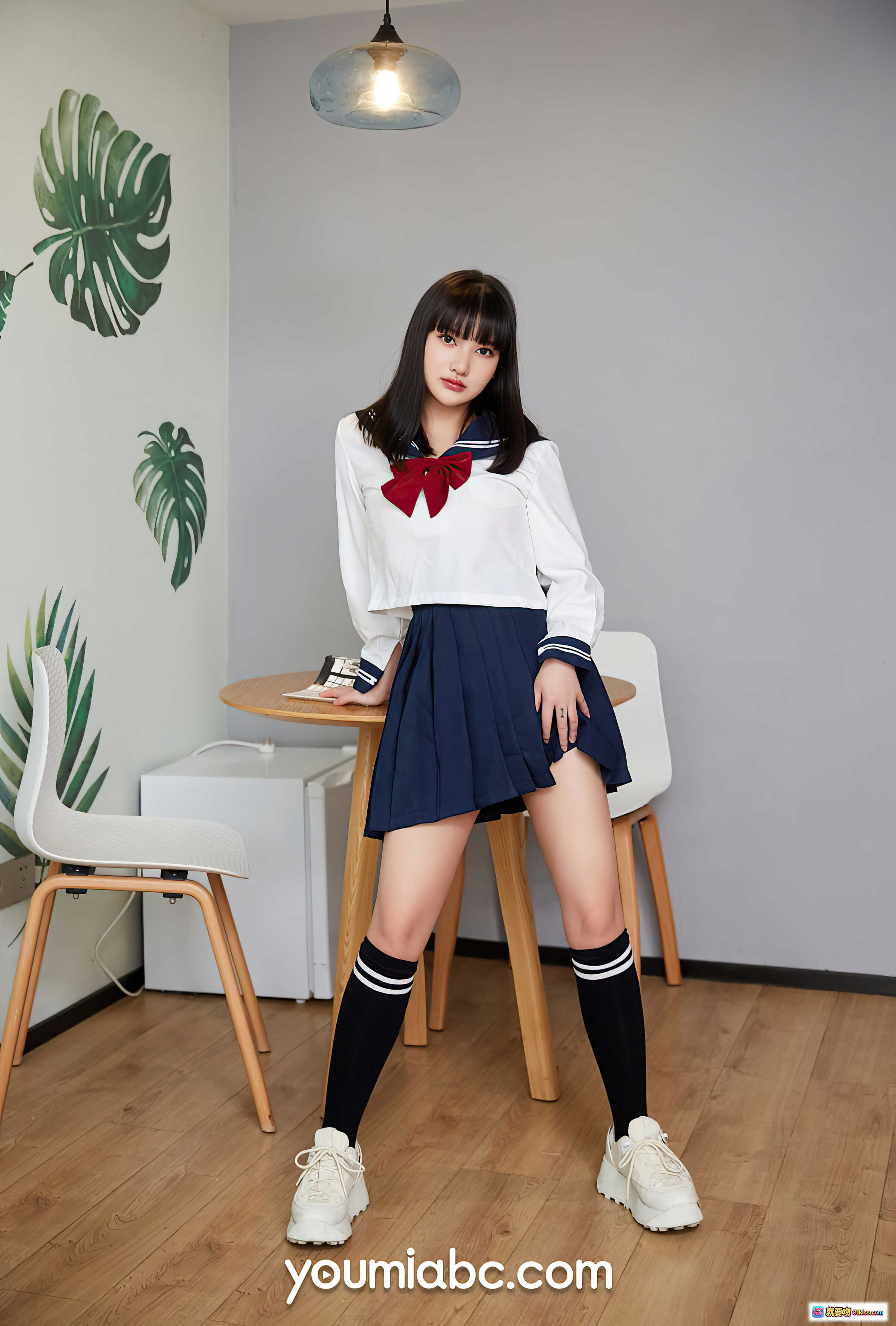 图片[6] - 落跑学妹尹兒制服写真 | 水手服+蕾丝内衣+过膝袜+白球鞋 | YouMi尤蜜2021.05.29高清图集 - 就要吻