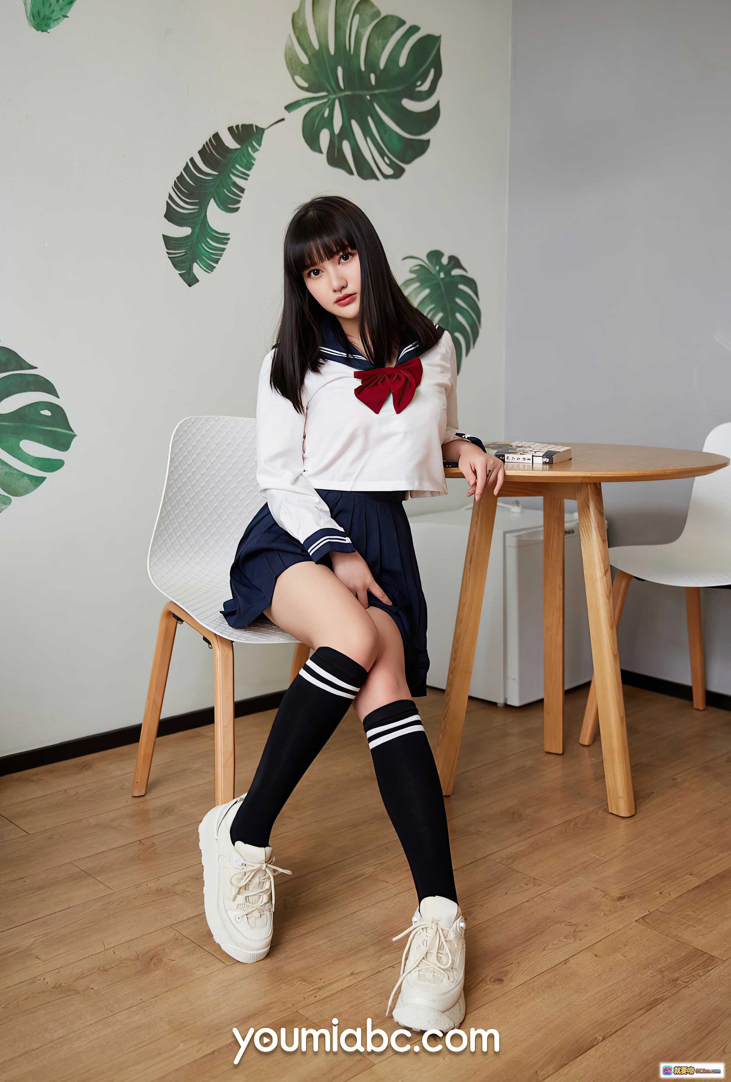 图片[7] - 落跑学妹尹兒制服写真 | 水手服+蕾丝内衣+过膝袜+白球鞋 | YouMi尤蜜2021.05.29高清图集 - 就要吻