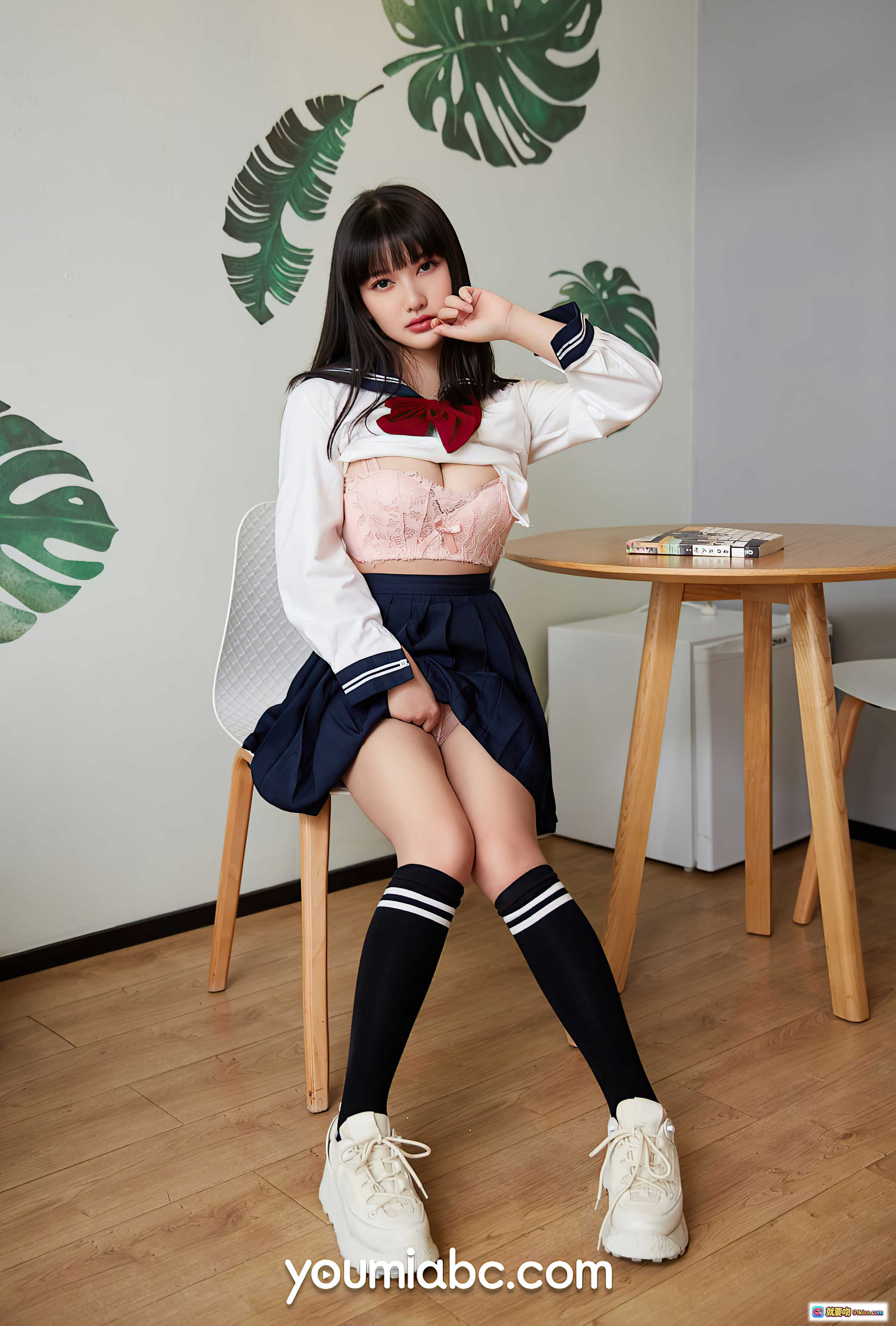 图片[9] - 落跑学妹尹兒制服写真 | 水手服+蕾丝内衣+过膝袜+白球鞋 | YouMi尤蜜2021.05.29高清图集 - 就要吻