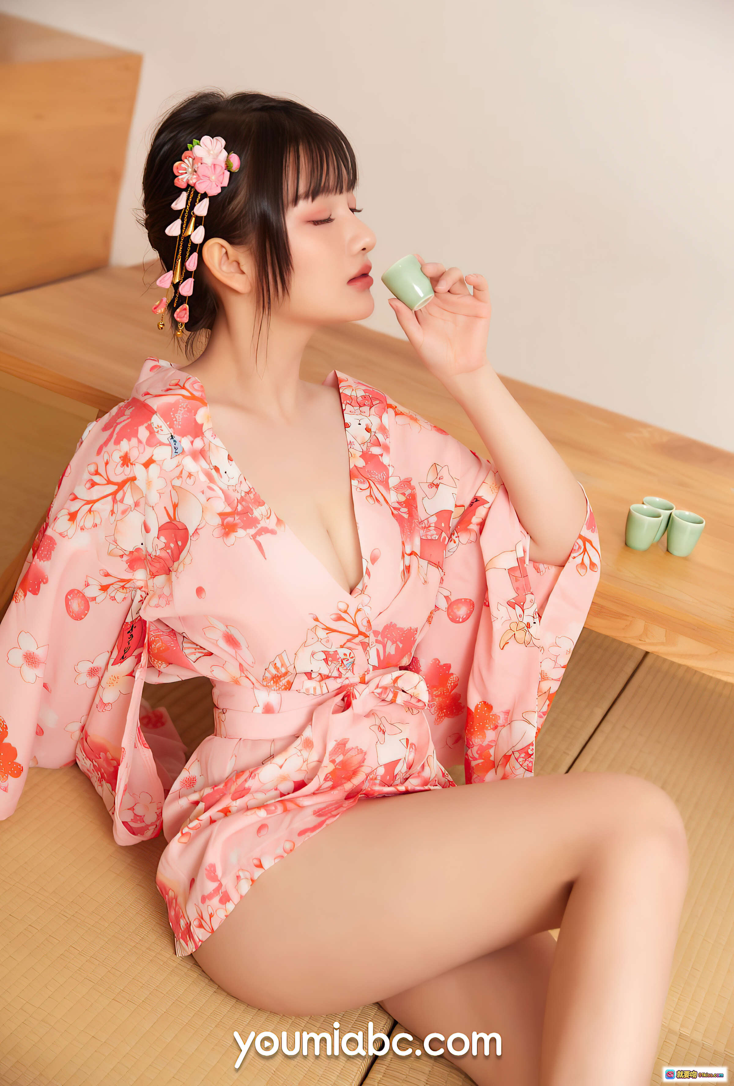 图片[7] - 尹兒居酒屋写真 | 粉色和风浴衣少女 | 日系甜美风格 | 优雅坐姿手持小篮 | YouMi尤蜜2021.09.23高清图集 - 就要吻
