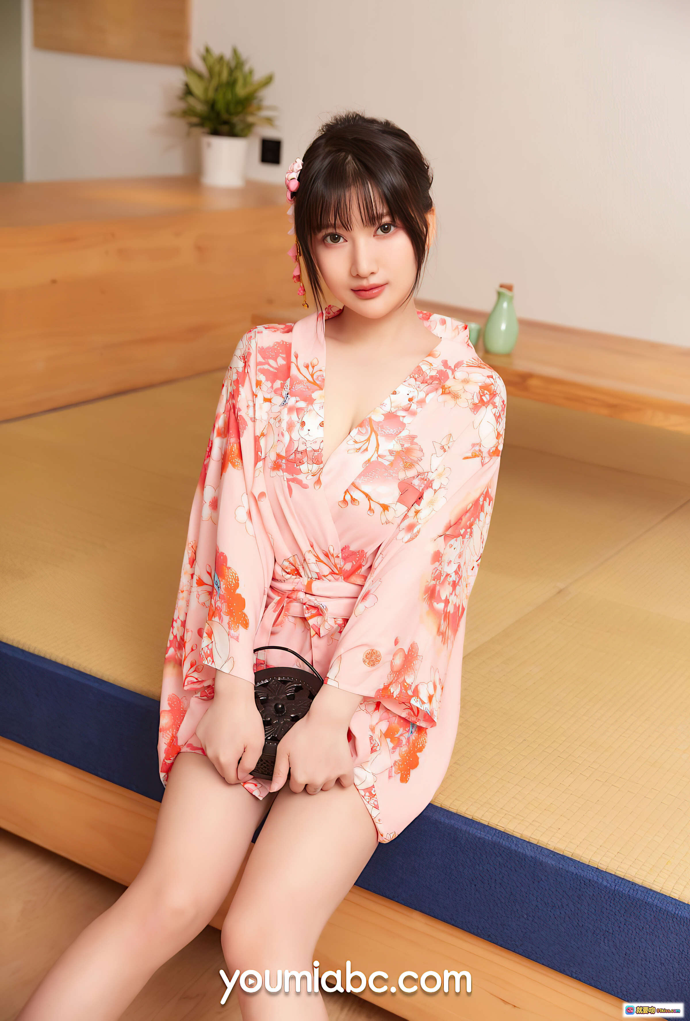 图片[3] - 尹兒居酒屋写真 | 粉色和风浴衣少女 | 日系甜美风格 | 优雅坐姿手持小篮 | YouMi尤蜜2021.09.23高清图集 - 就要吻