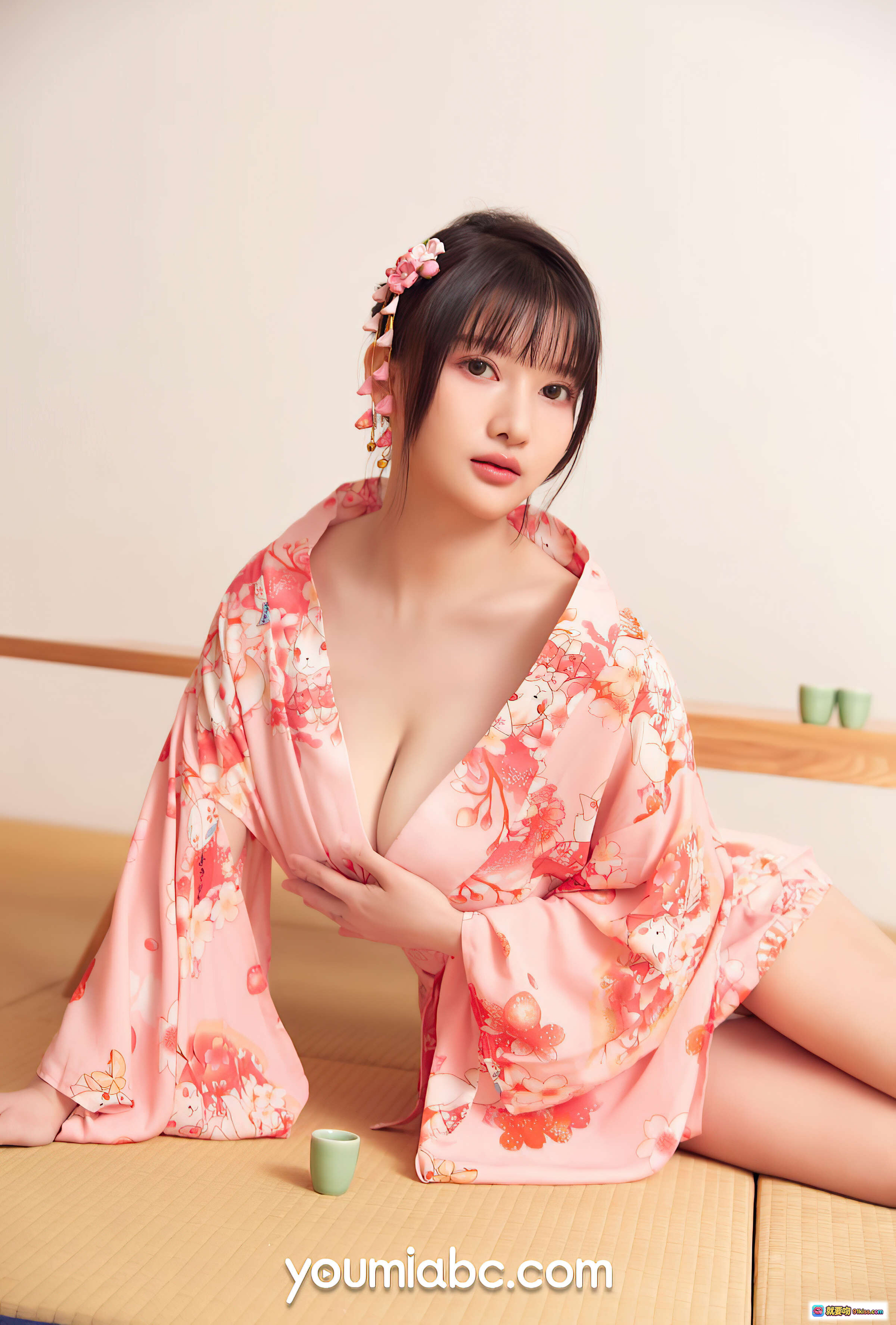 图片[10] - 尹兒居酒屋写真 | 粉色和风浴衣少女 | 日系甜美风格 | 优雅坐姿手持小篮 | YouMi尤蜜2021.09.23高清图集 - 就要吻