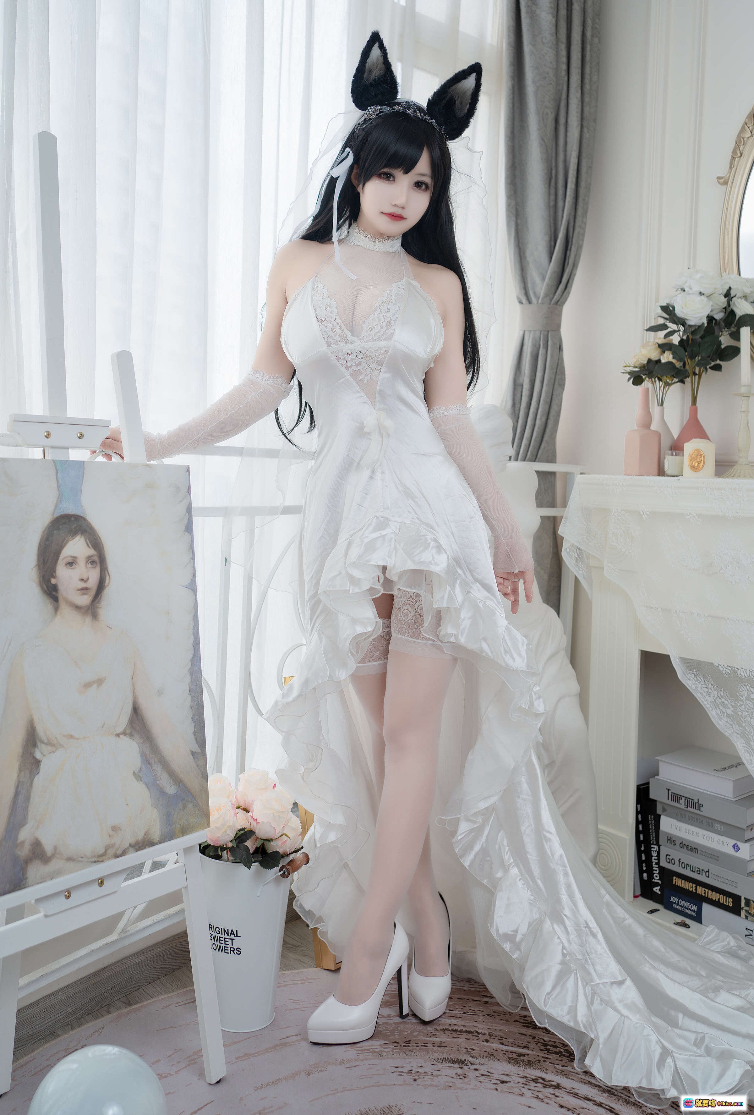 图片[10] - 小仓千代W NO.017 爱宕婚纱写真 甜美猫耳新娘 白色蕾丝长裙 室内柔光艺术照 20P高清图集 - 就要吻