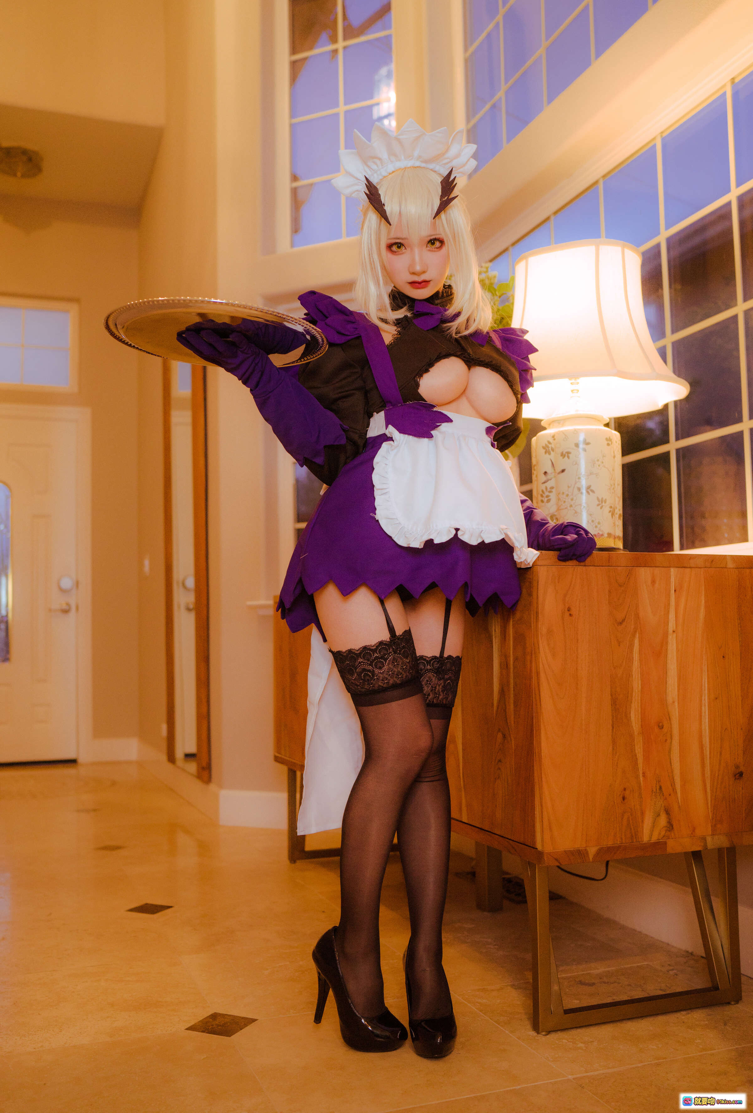 图片[5] - FGO黑枪呆Cosplay写真 | 紫色女仆装+蕾丝黑丝美腿 | wendydydydy_酱油NO.002高清10P - 就要吻