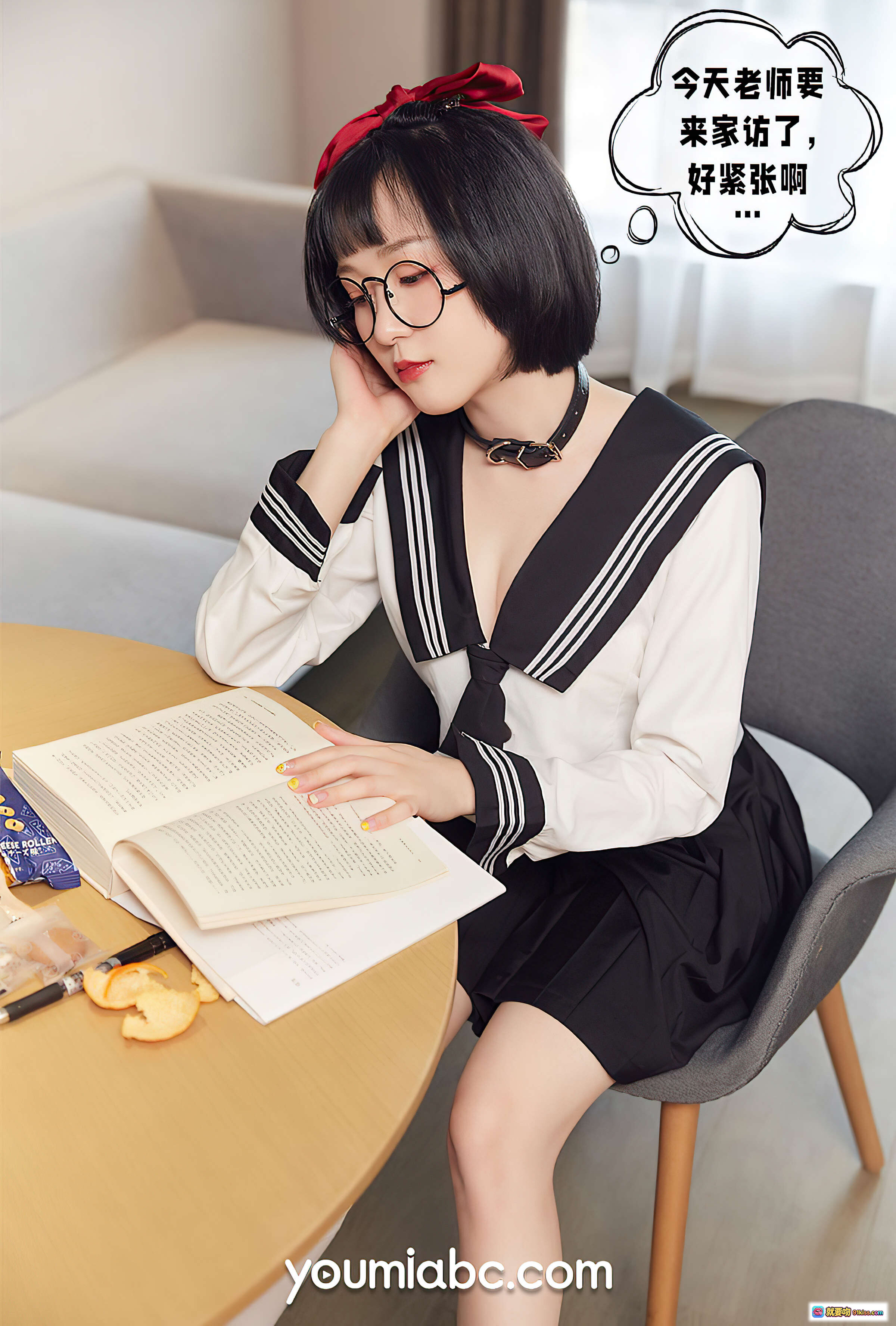 图片[6] - 龙女宝宝秘密教学写真 | 你蜜尤蜜2021.09.21 | 眼镜短发黑项圈 | 61P高清图集 - 就要吻